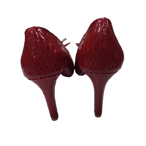 NWOT Rialto women's red snake skin lace up pointed toe heeled pumps, 8M - Picture 4 of 10